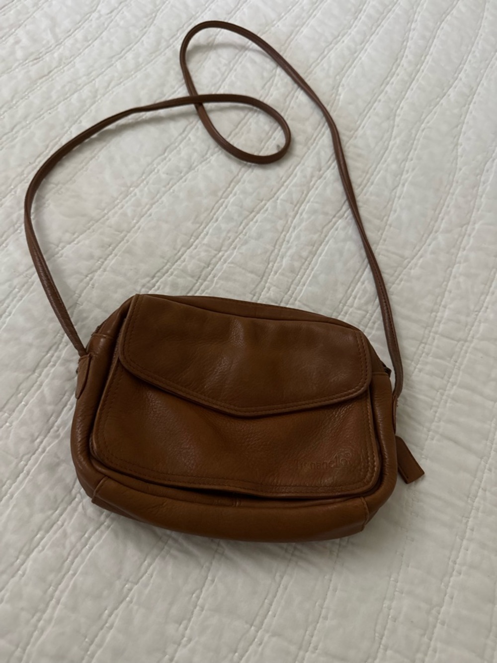 Tignanello Cognac Brown Leather Crossbody Bag